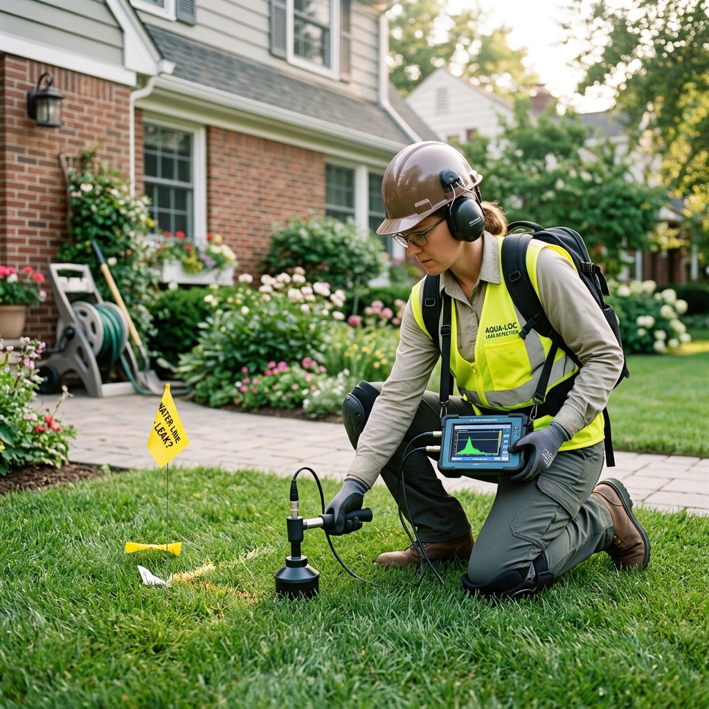 Water leak detection equipment testing in Flower Mound home
